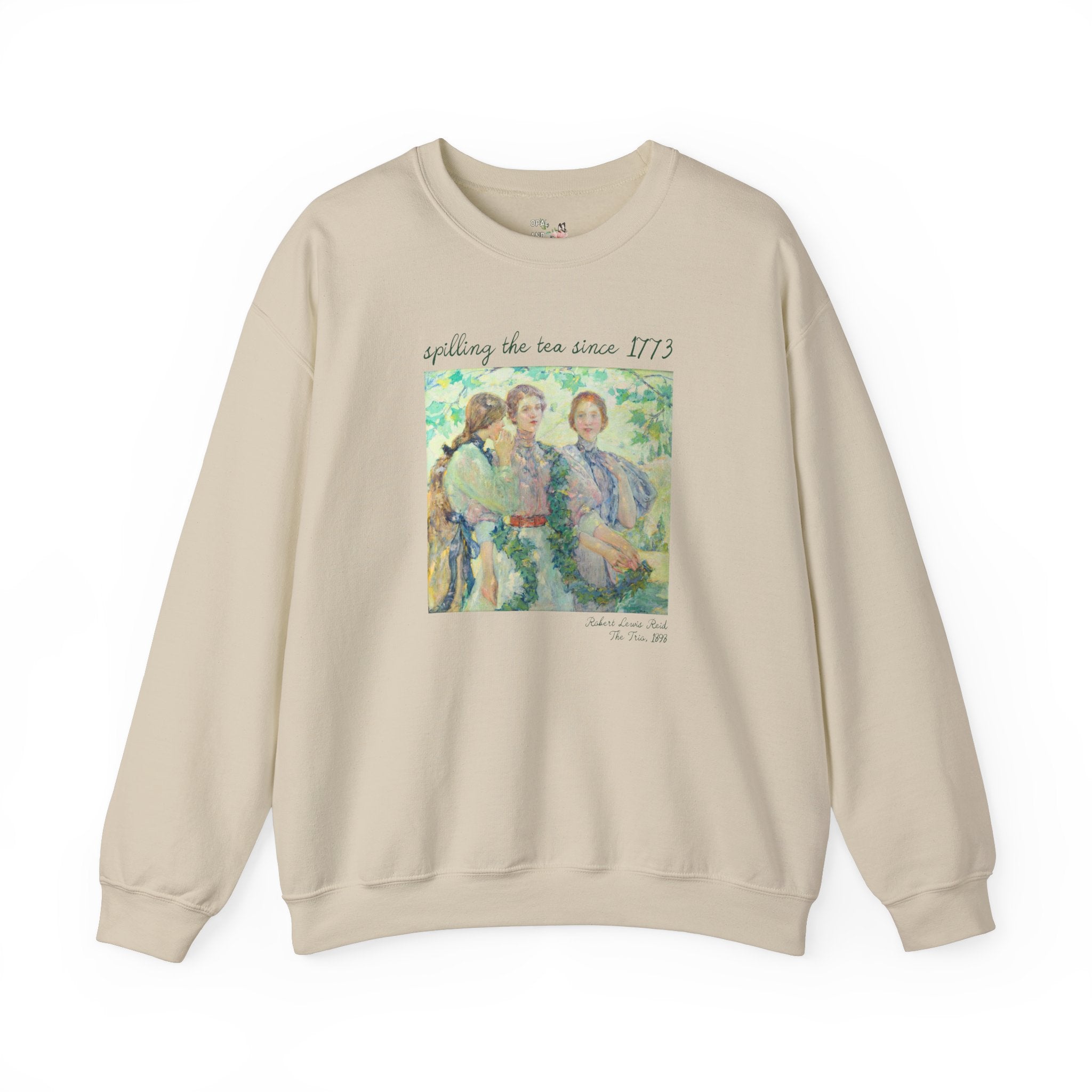 Women's History Sweatshirt: Spilling the Tea Since 1773, American Impressionist Art History, The Trio by Robert Reid, Social Studies Teacher - Opal and June