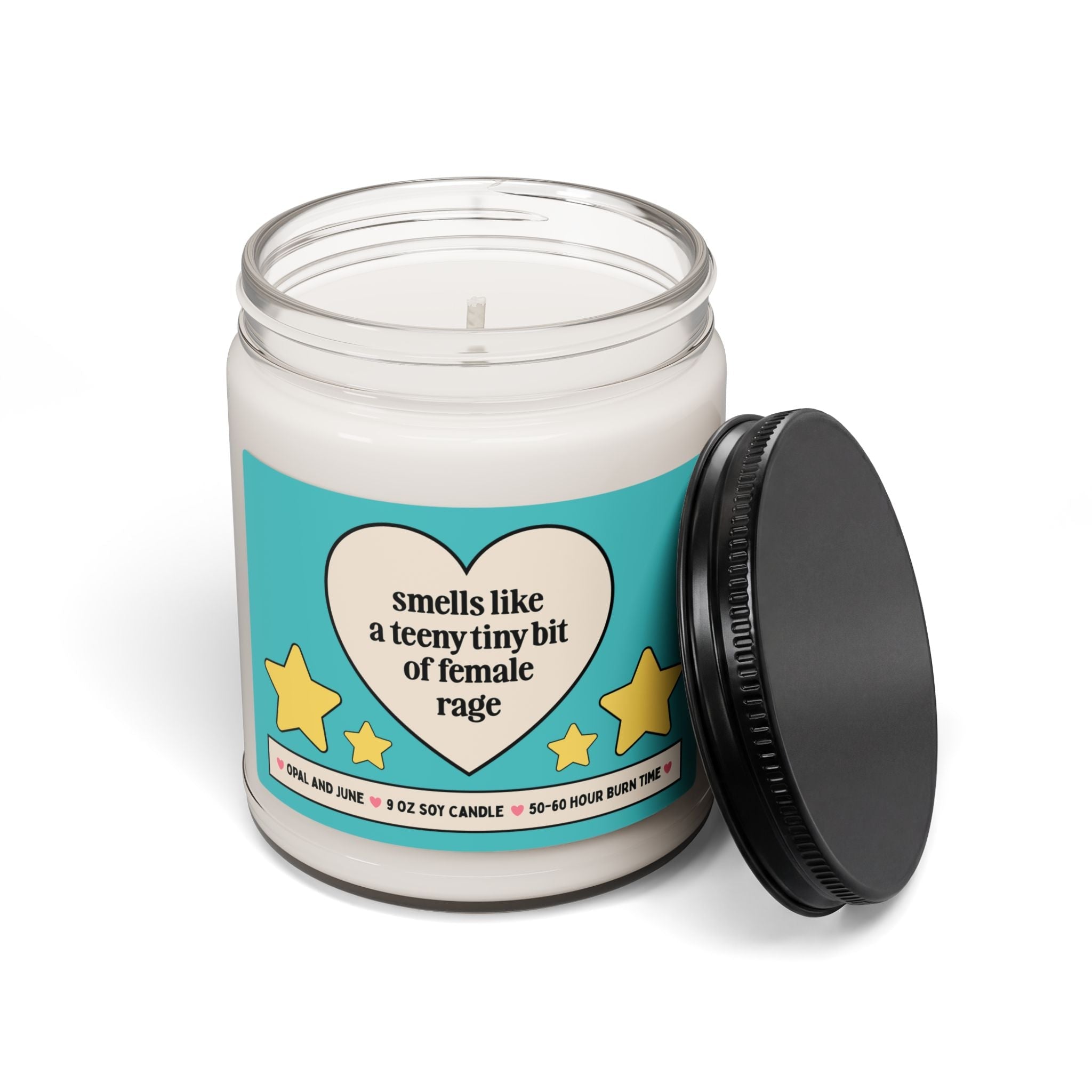 Womens Rights Feminist Candle: Smells Like a Teeny Tiny Bit of Female Rage, 9 Oz Soy Candle for Leftist or Friend Who Loves Equal Rights - Opal and June