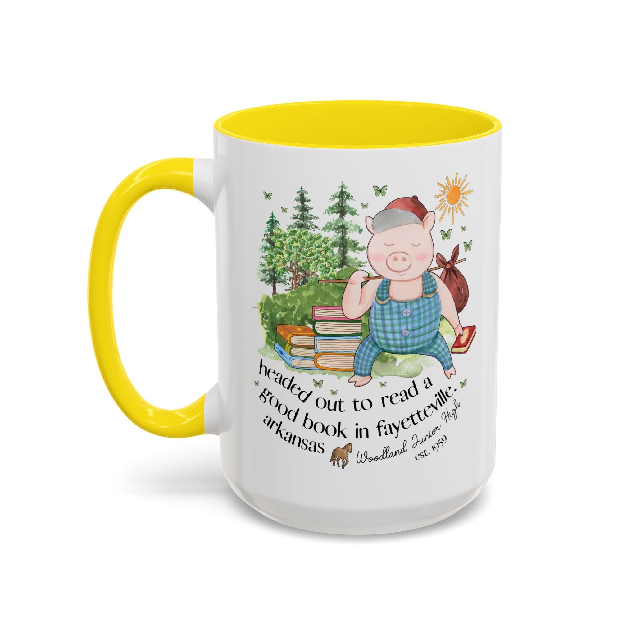 Woodland Junior High 15 Oz Mug: Headed Out to Read a Good Book - Opal and June