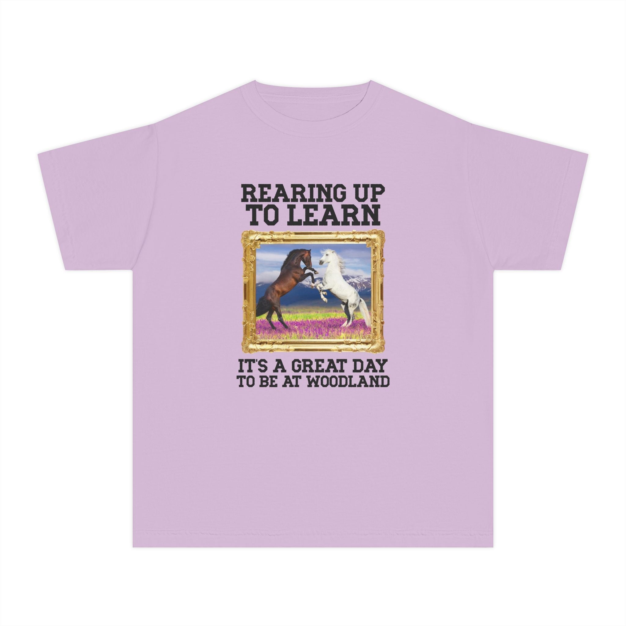 Woodland Junior High: Rearing Up to Learn Kids Tee Shirt | FPS + Opal and June Kids Tee Shirt, Fayetteville Public Schools - Opal and June