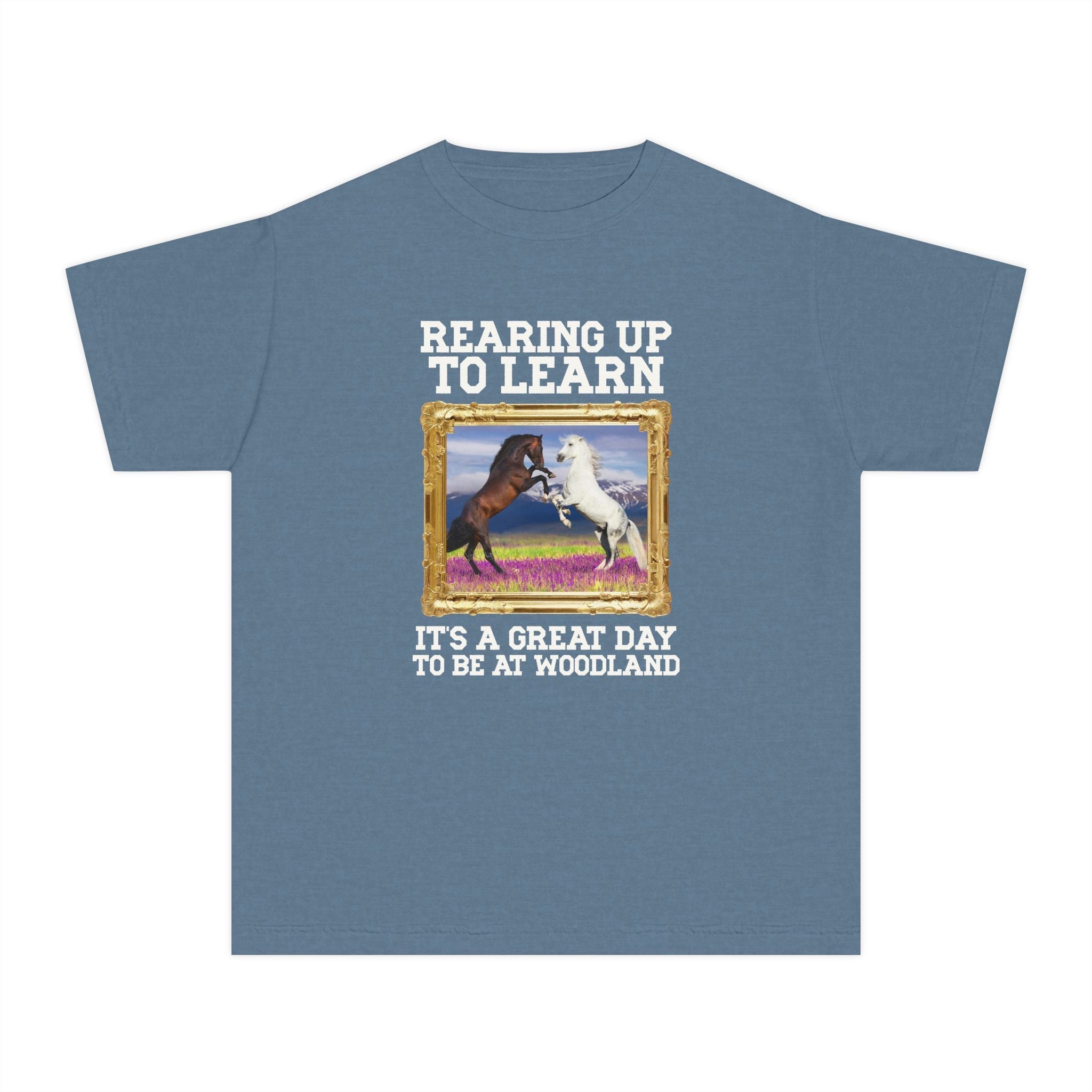 Woodland Junior High: Rearing Up to Learn Kids Tee Shirt | FPS + Opal and June Kids Tee Shirt, Fayetteville Public Schools - Opal and June