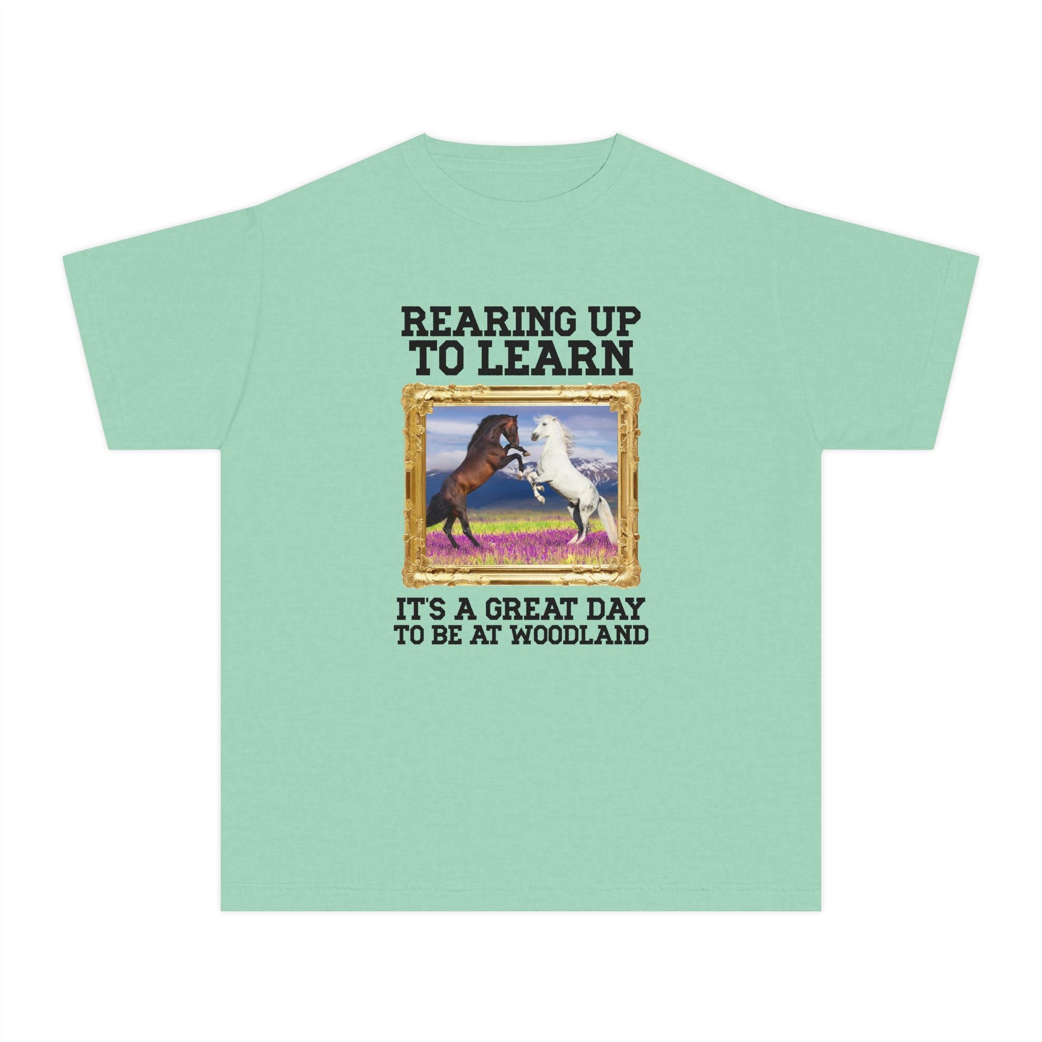 Woodland Junior High: Rearing Up to Learn Kids Tee Shirt | FPS + Opal and June Kids Tee Shirt, Fayetteville Public Schools - Opal and June
