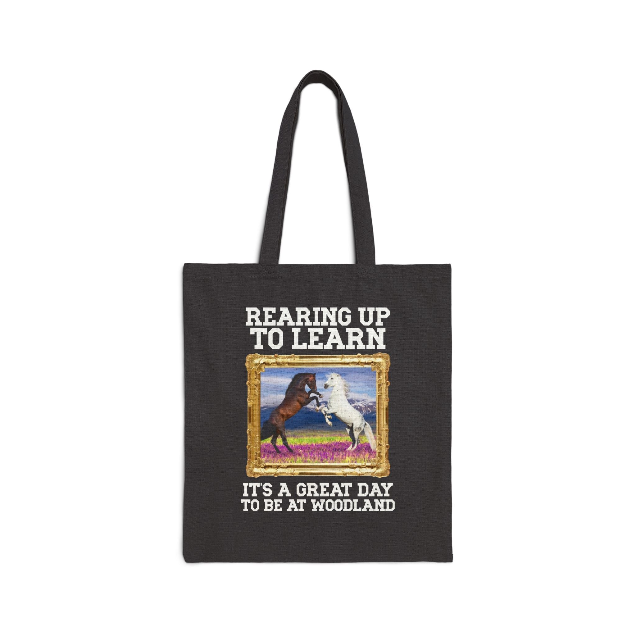 Woodland Junior High: Rearing Up to Learn Tote Bag | FPS + Opal and June Tote Bag, Fayetteville Public Schools - Opal and June