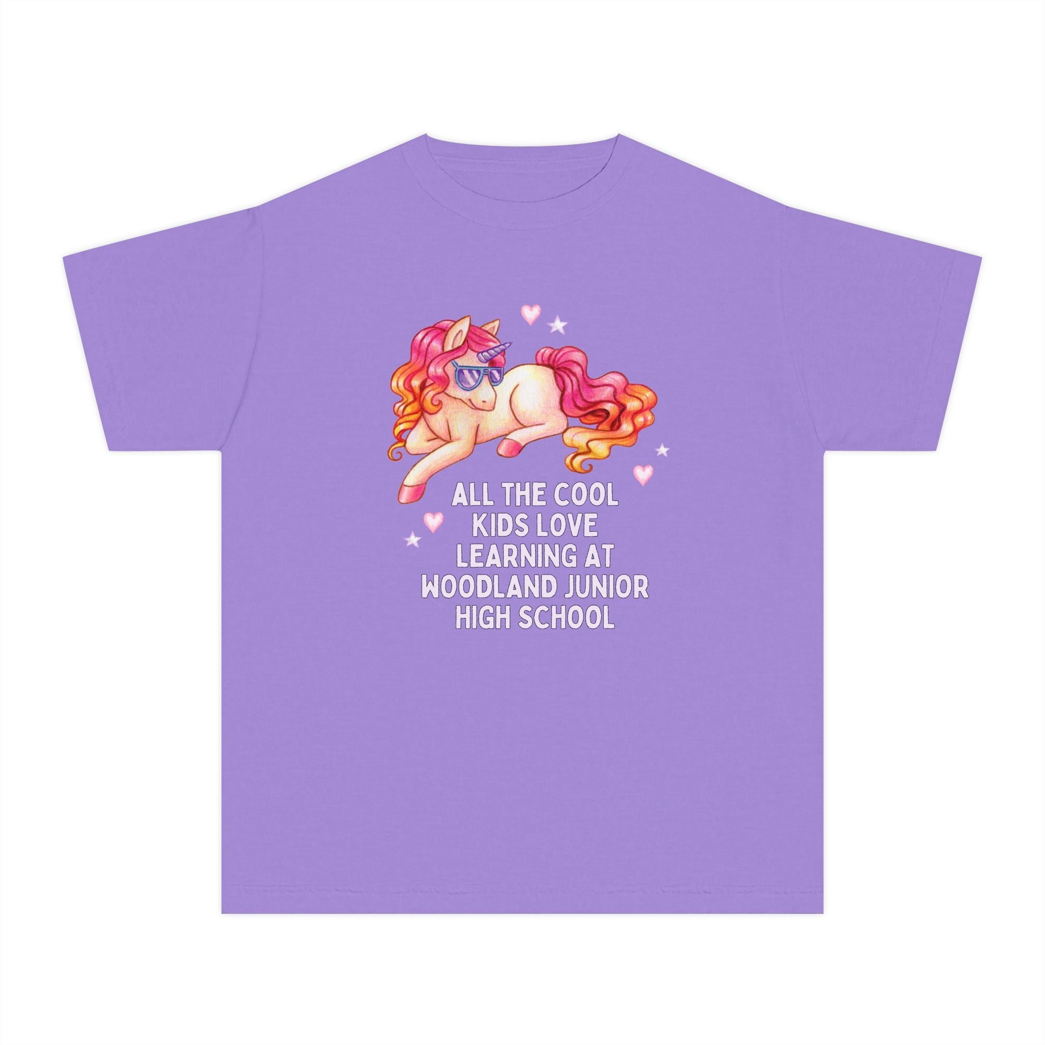 Woodland Junior High School Kids Tee Shirt: All the Cool Kids Love Learning at Woodland Junior High | FPS + Opal and June Kids Tee Shirt, Fayetteville Public Schools - Opal and June