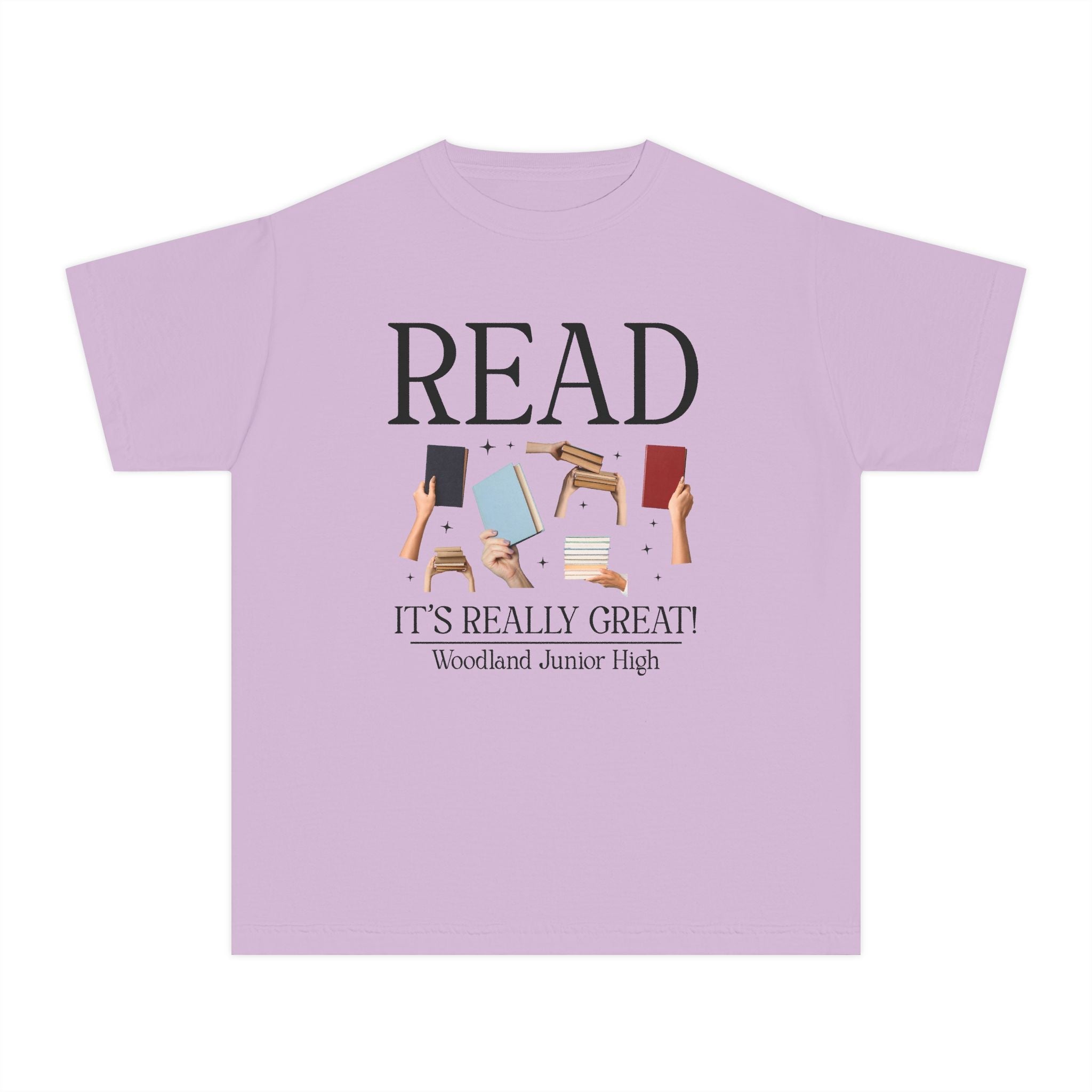 Woodland Junior High School Kids Tee Shirt: Read! It's Really Great! | FPS + Opal and June Kids Tee Shirt, Fayetteville Public Schools - Opal and June