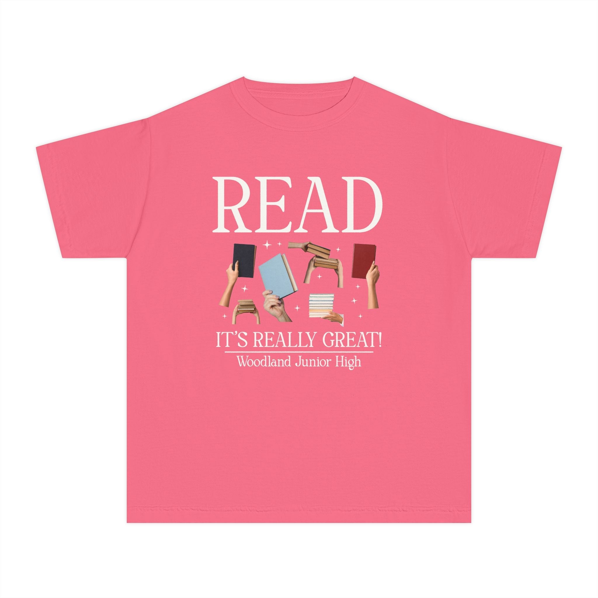 Woodland Junior High School Kids Tee Shirt: Read! It's Really Great! | FPS + Opal and June Kids Tee Shirt, Fayetteville Public Schools - Opal and June