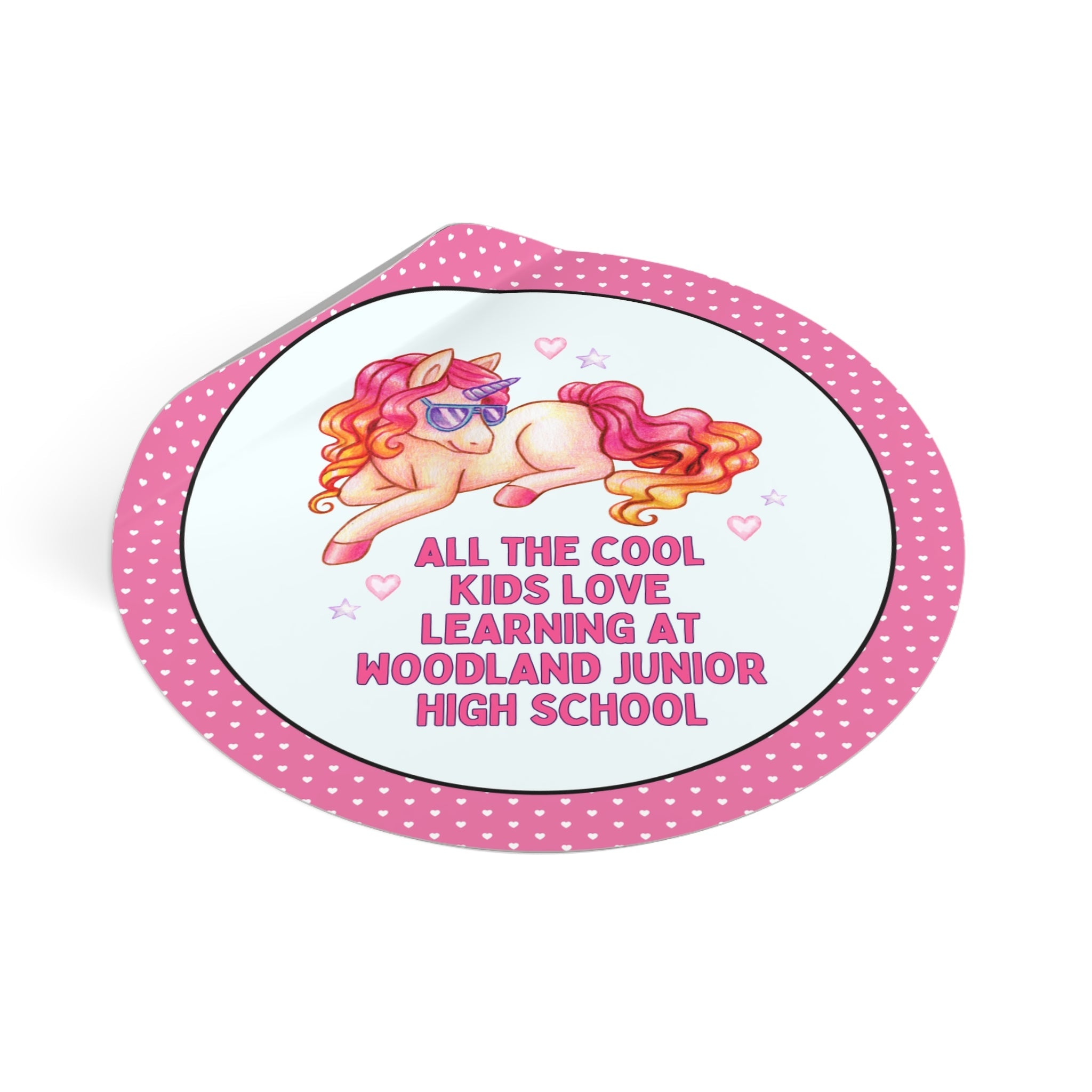 Woodland Junior High School Sticker: All the Cool Kids Love Learning at Woodland Junior High | FPS + Opal and June Sticker, Fayetteville Public Schools - Opal and June