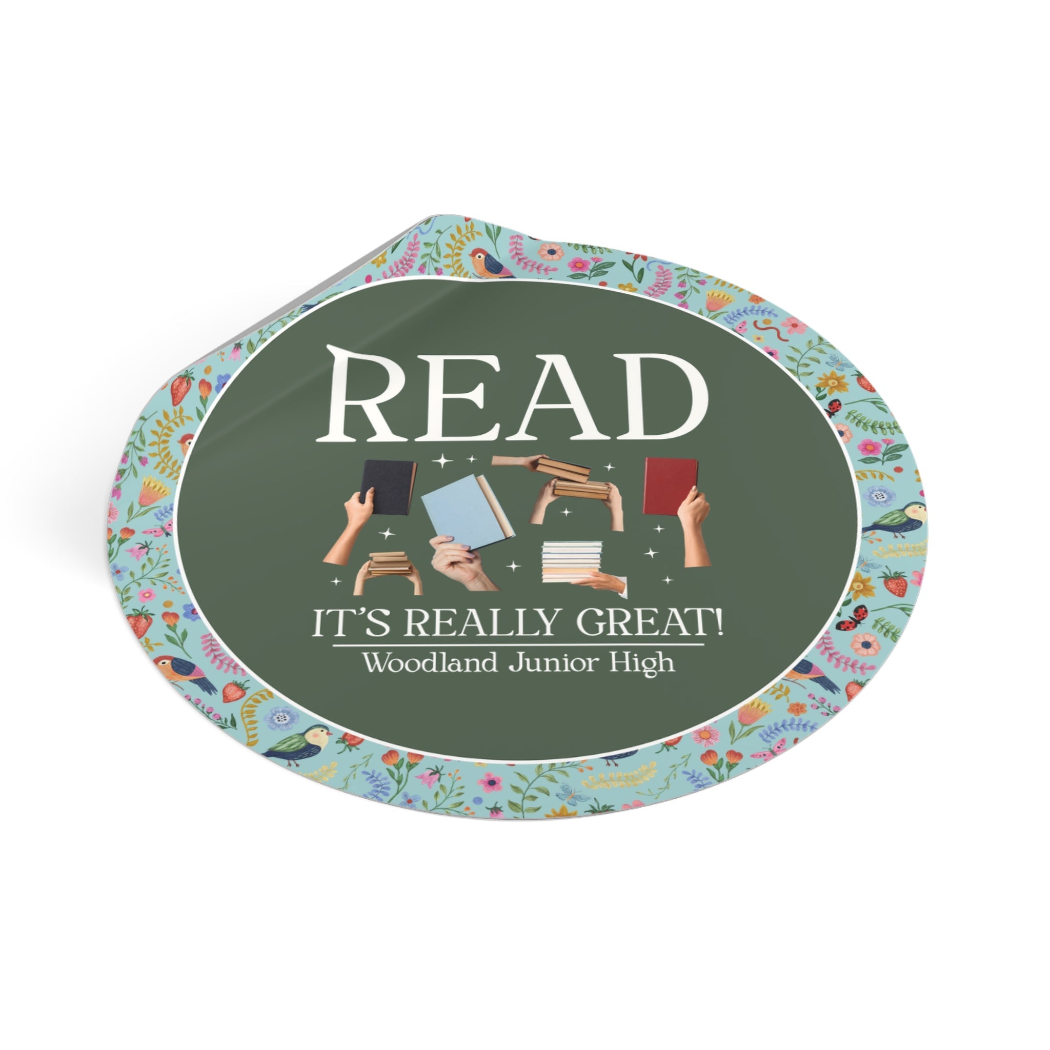 Woodland Junior High School Sticker: Read! It's Really Great! | FPS + Opal and June Sticker, Fayetteville Public Schools - Opal and June