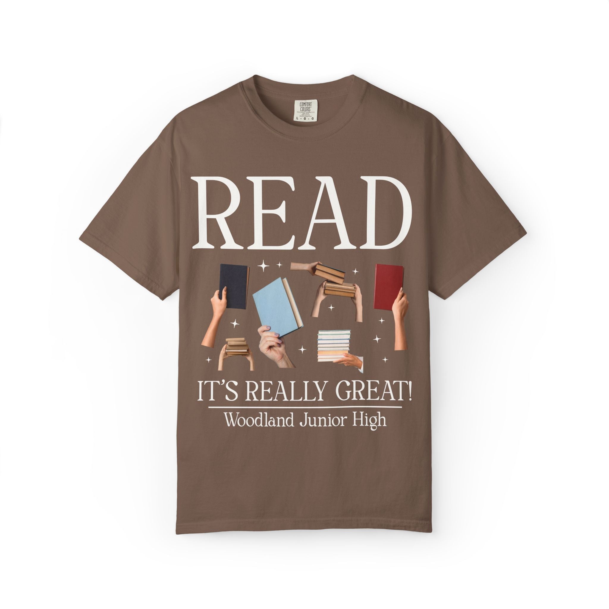 Woodland Junior High School Tee Shirt: Read! It's Really Great! | FPS + Opal and June Tee Shirt, Fayetteville Public Schools - Opal and June