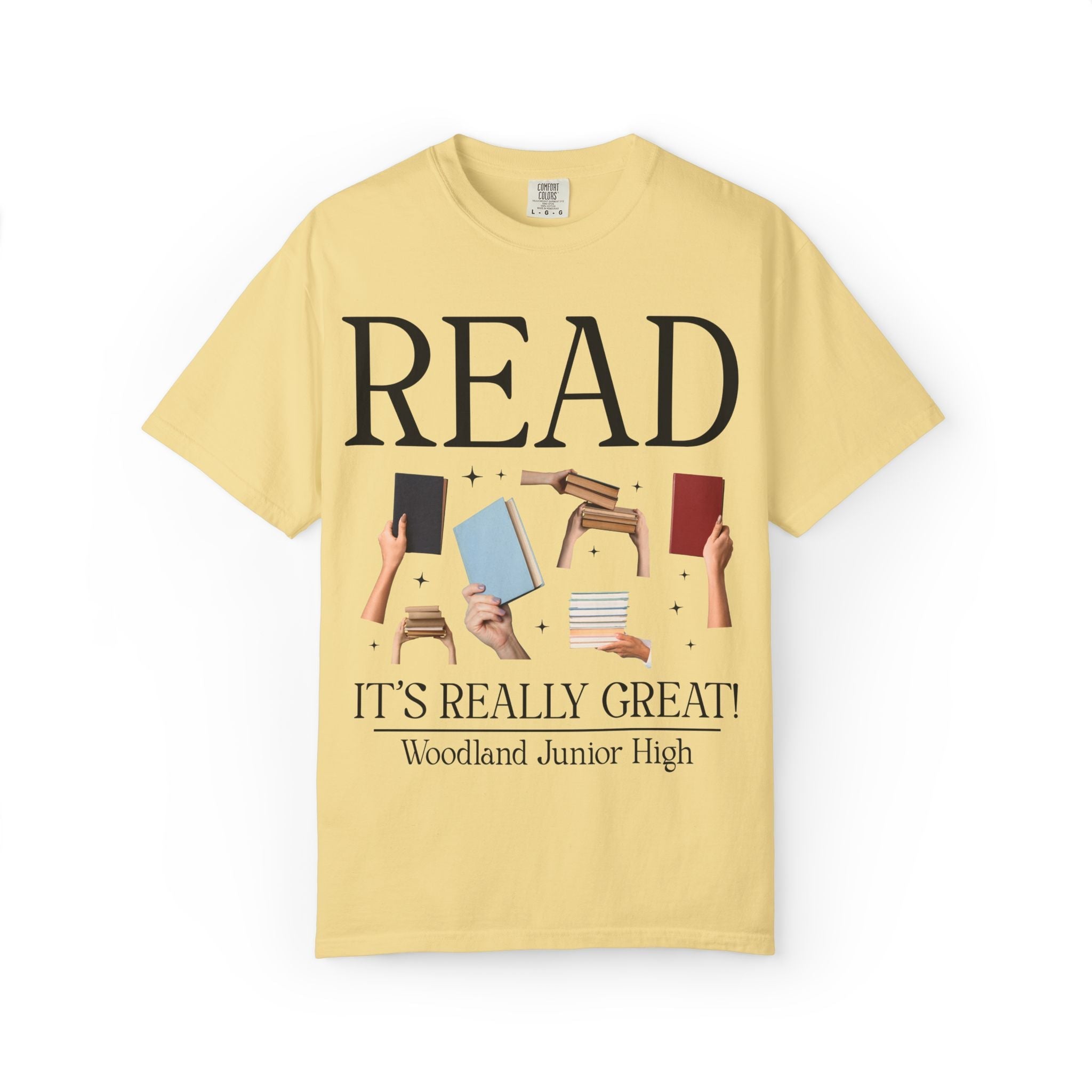 Woodland Junior High School Tee Shirt: Read! It's Really Great! | FPS + Opal and June Tee Shirt, Fayetteville Public Schools - Opal and June