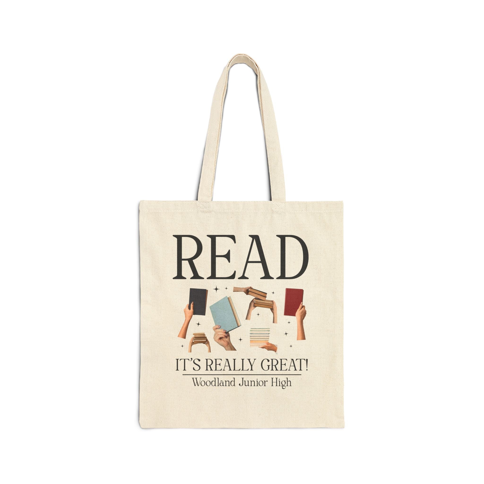 Woodland Junior High School Tote Bag: Read! It's Really Great! | FPS + Opal and June Tote Bag, Fayetteville Public Schools - Opal and June