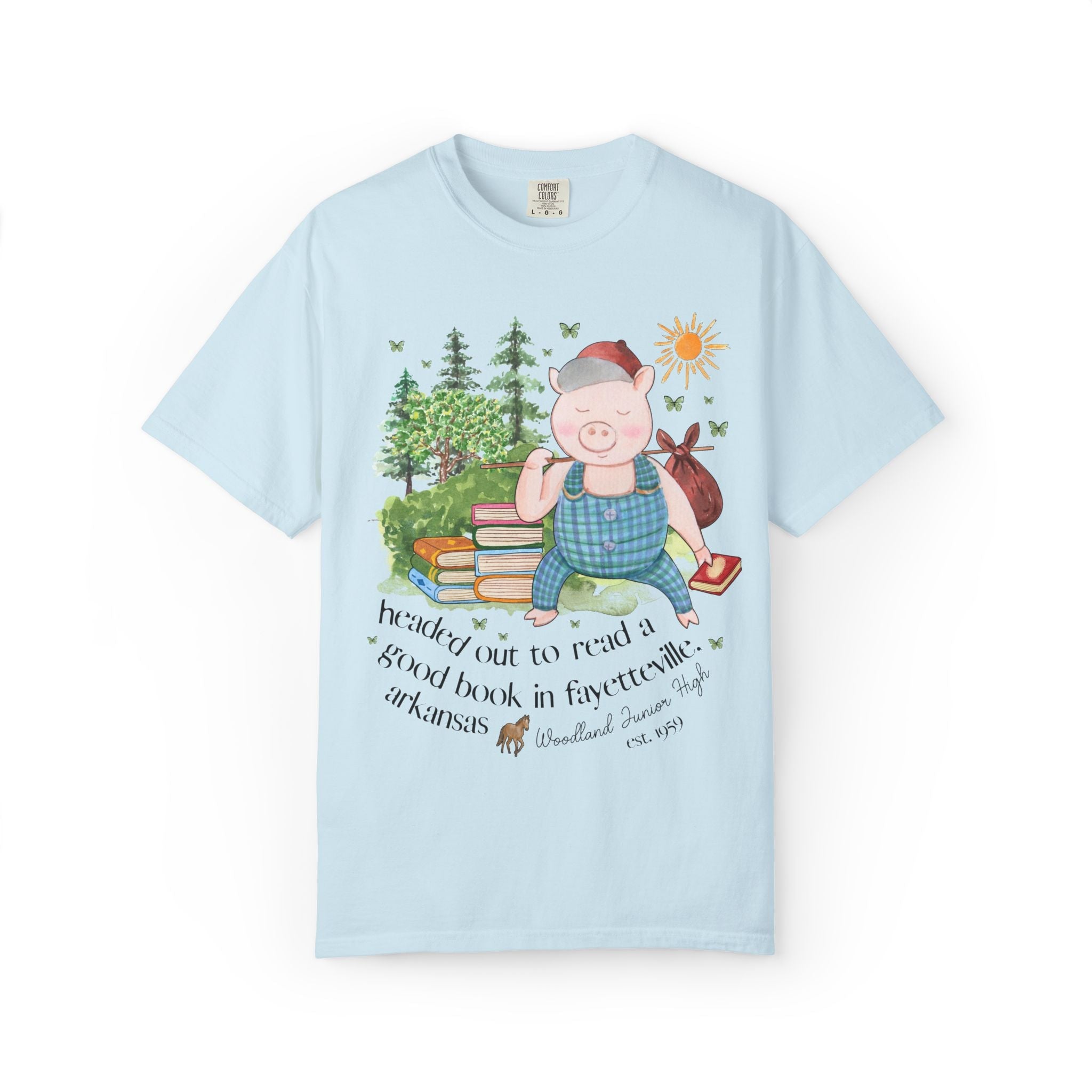 Woodland Junior High Tee Shirt: Headed Out to Read a Good Book - Opal and June