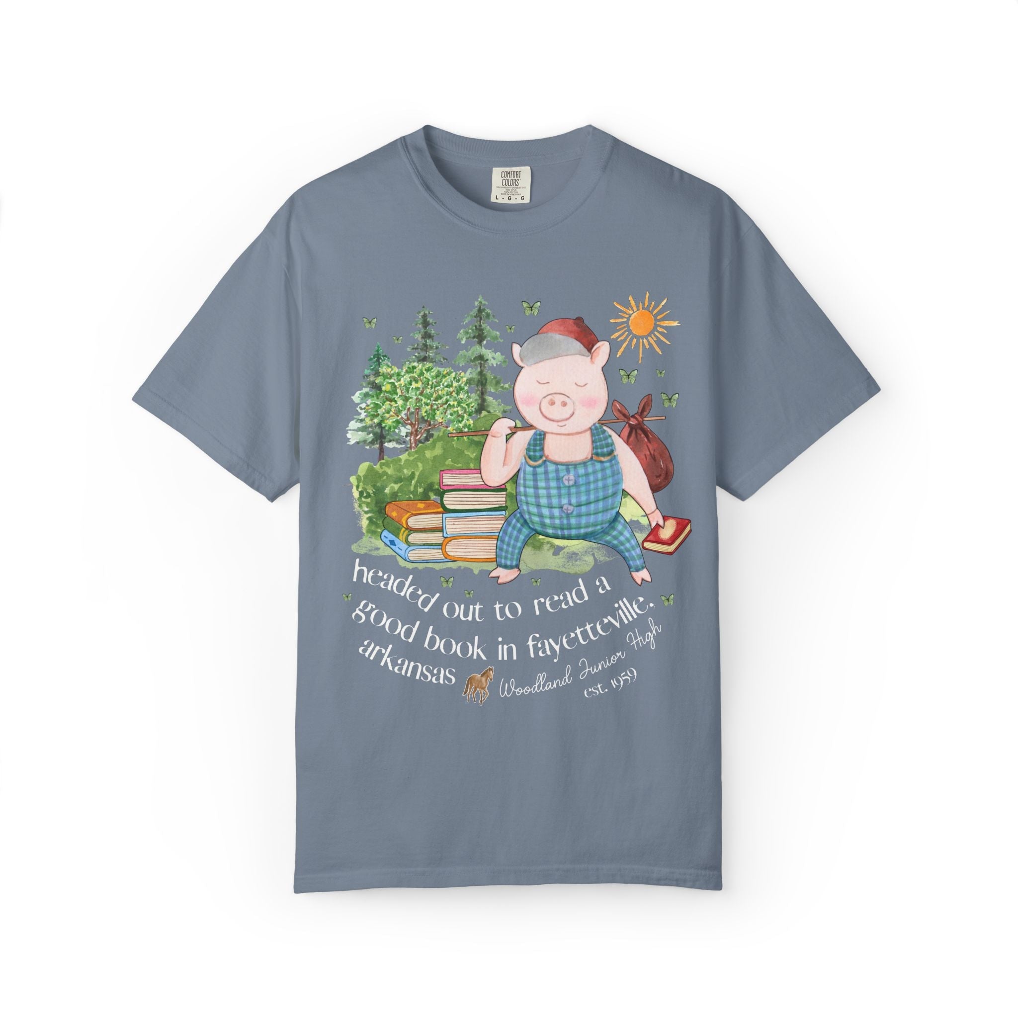 Woodland Junior High Tee Shirt: Headed Out to Read a Good Book - Opal and June