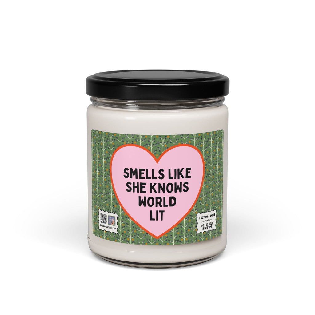 World Literature Professor Candle, English Language Arts High School Teacher Gift, Literature Major 9 Oz Candle with Heart, Book Lover Gift - Opal and June