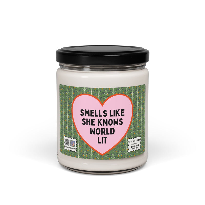 World Literature Professor Candle, English Language Arts High School Teacher Gift, Literature Major 9 Oz Candle with Heart, Book Lover Gift - Opal and June