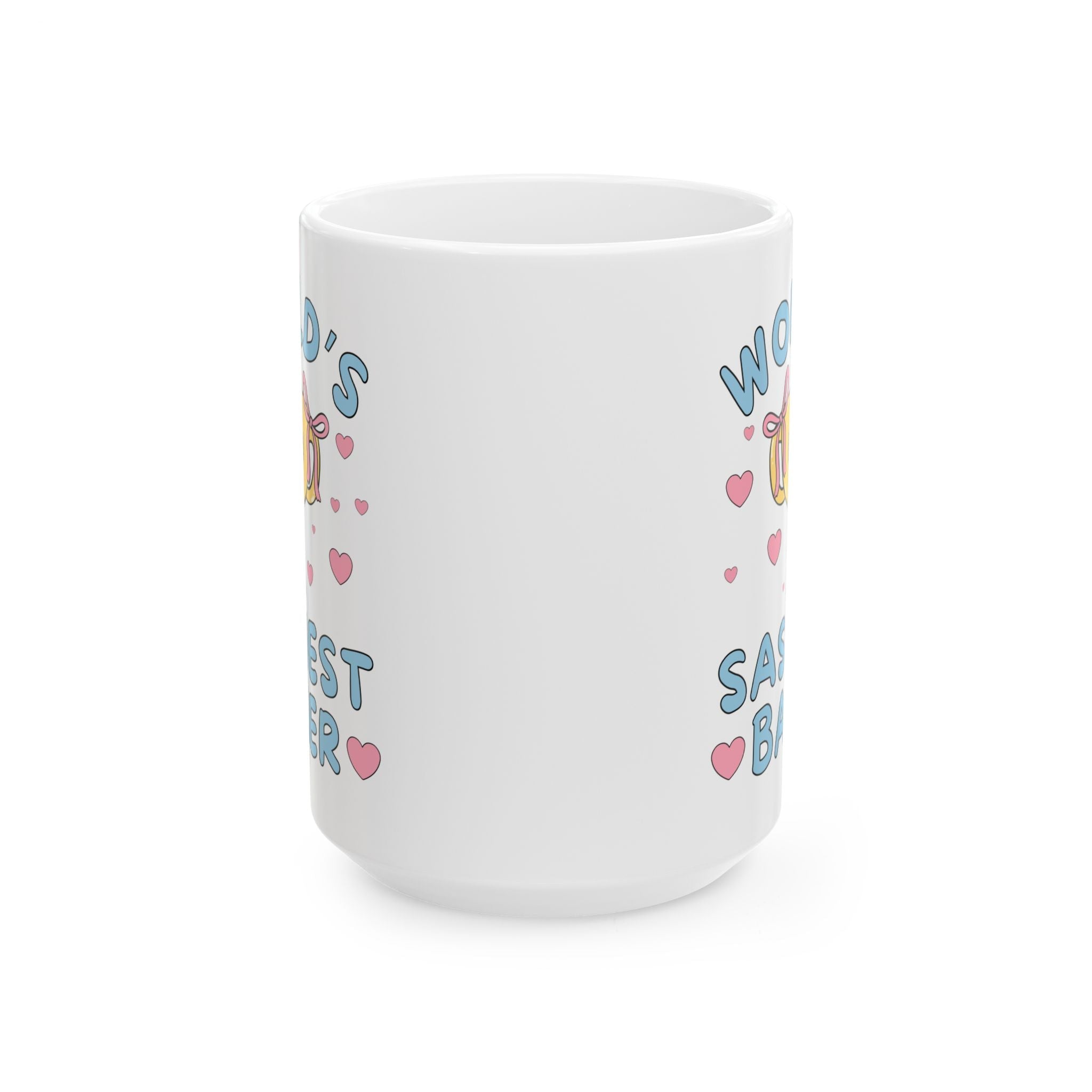 World's Sassiest Baker Coffee Mug: Funny Valentine's Gift or Silly Birthday Present for Pastry Chef, 15 Oz Coffee Mug with Hearts, Culinary School Graduation Gift - Opal and June