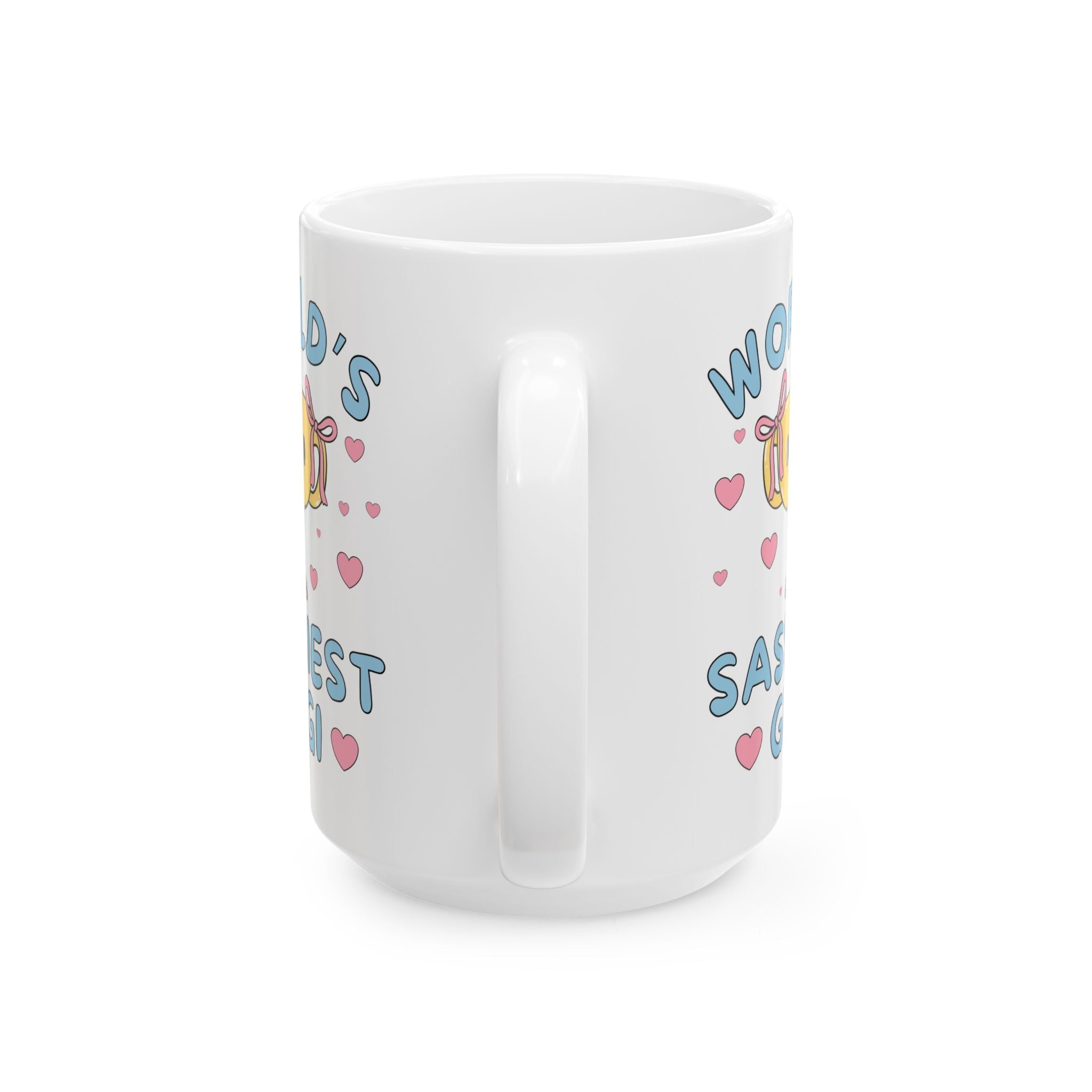 World's Sassiest Gigi Coffee Mug: Funny Valentine's Gift or Silly Birthday Present for Grandma, 15 Oz Coffee Mug with Hearts, Gift from Grandkids - Opal and June
