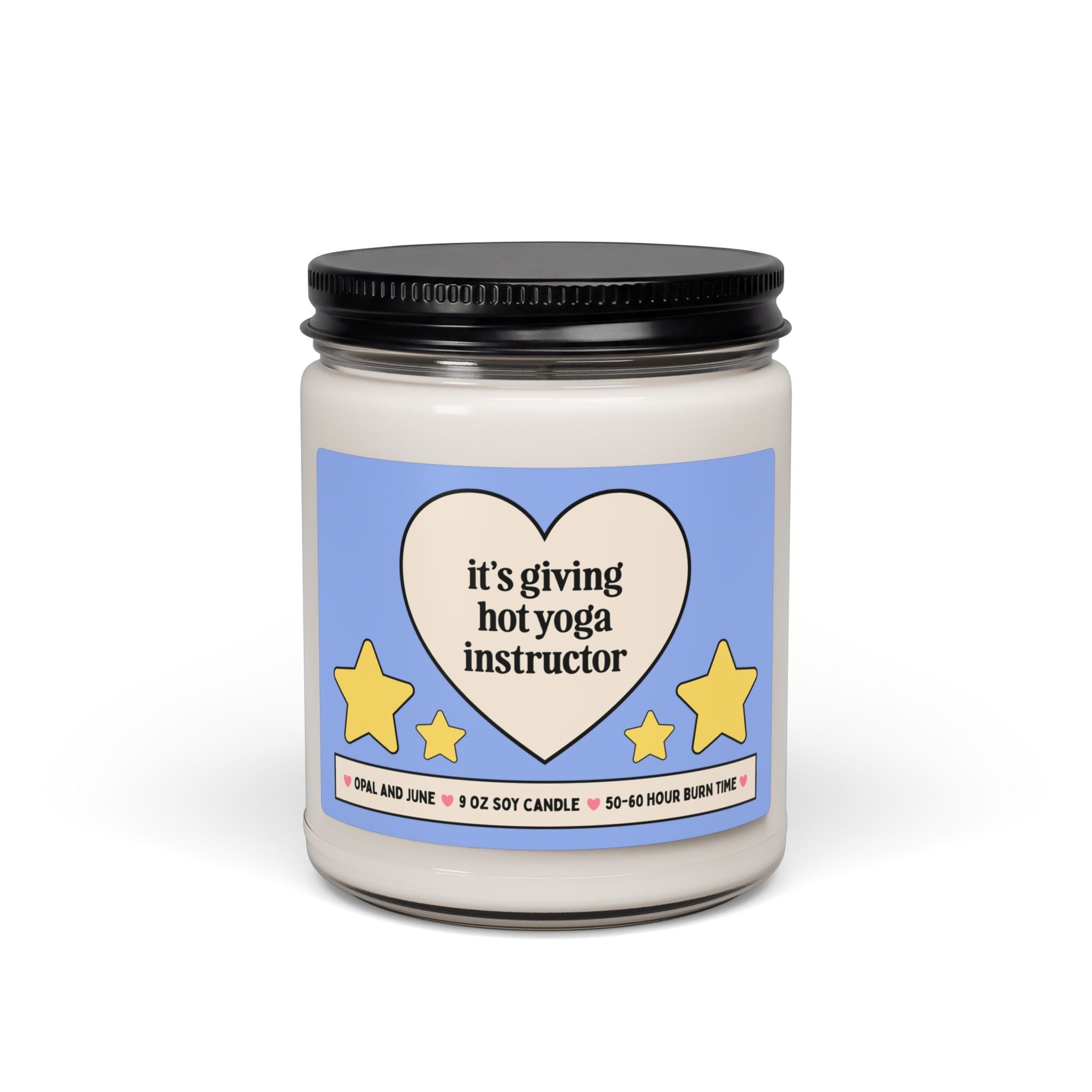 Yoga Instructor Gift: 9 oz Soy Candle for Friend Who Teaches Yoga, It's Giving Hot Yoga Instructor Candle for New Yoga Teacher, Gym Teacher - Opal and June