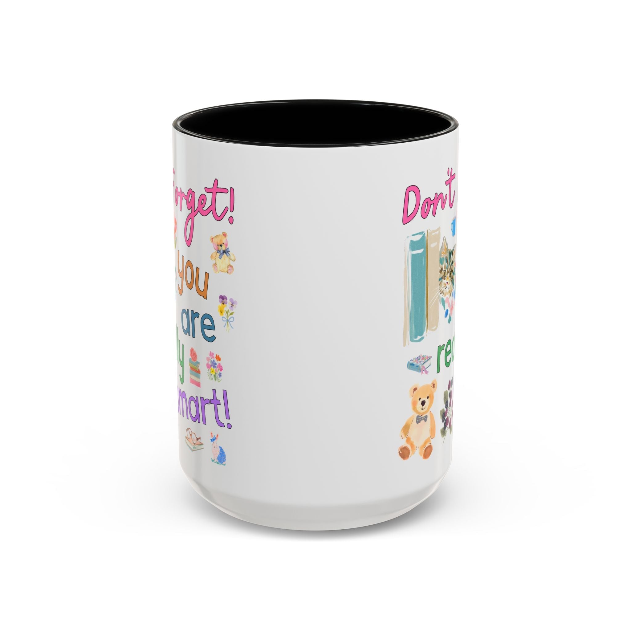 You are Really Smart Positive Affirmation Teacher 15 Oz Coffee Mug for Testing Day, Matching Teacher Team Mug with Cute Cottagecore Bears and Books - Opal and June