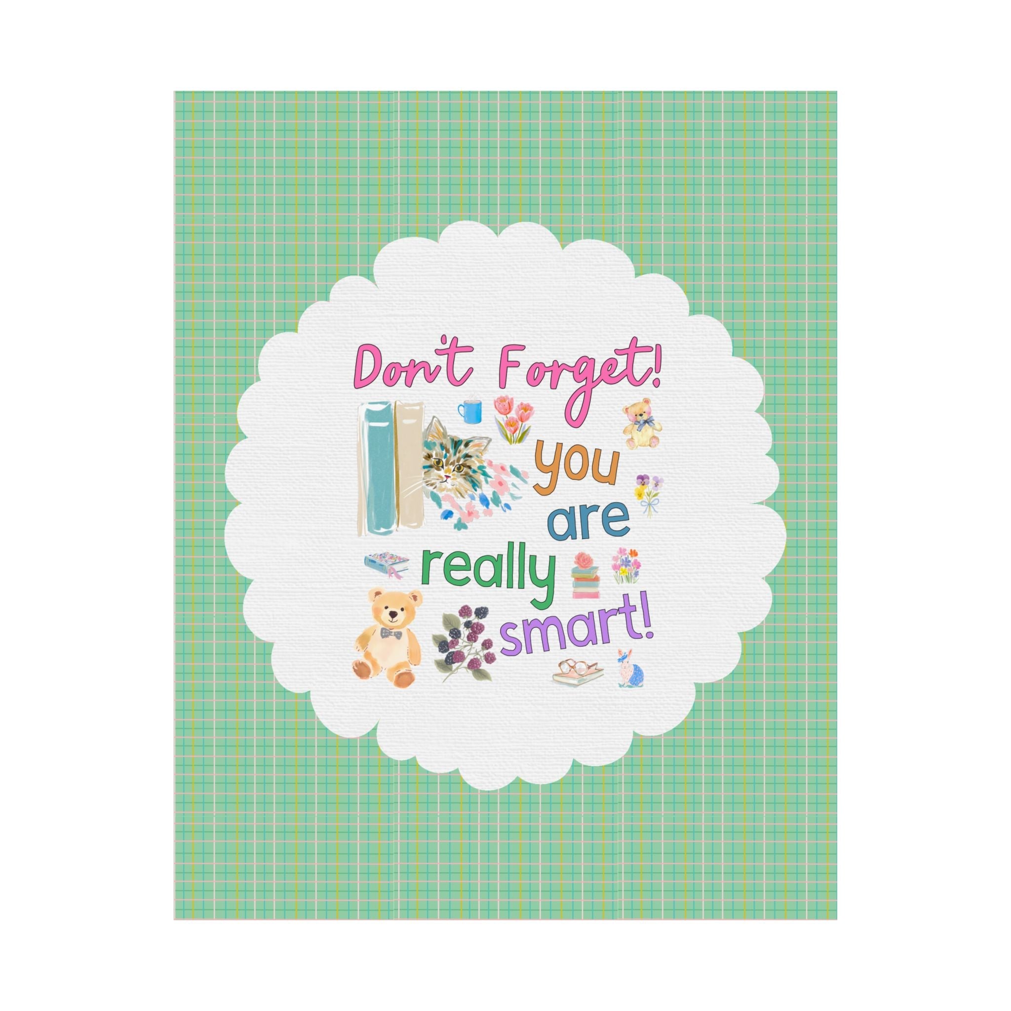 You are Really Smart Positive Affirmation Teacher Poster for Testing Day, Matching Teacher Poster Print with Cute Cottagecore Bears and Books - Opal and June