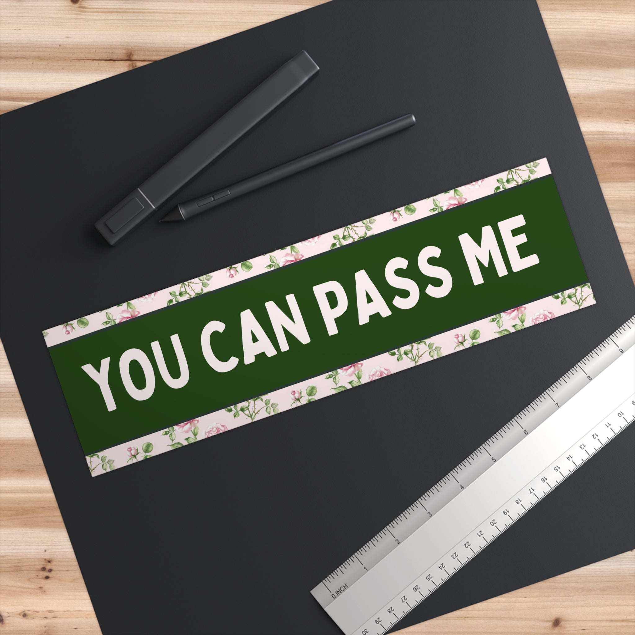 You Can Pass Me Bumper Sticker with Flowers: Funny Saying 16th Birthday Gift, Sarcastic Anxious Driver Sticker, Slow Driver, Soft Girl Style - Opal and June