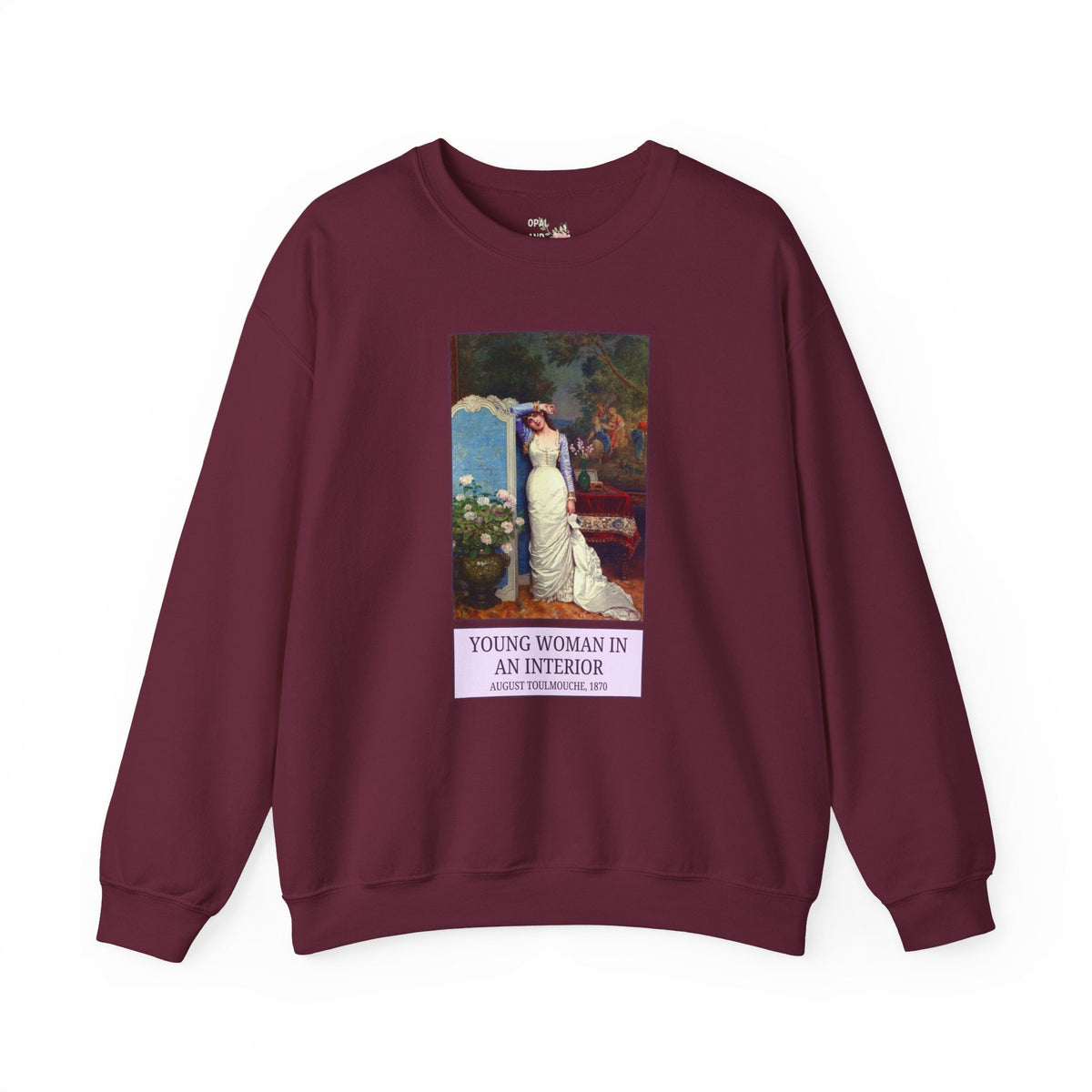 Young Woman in an Interior by Auguste Toulmouche Art History Buff Sweatshirt: 19th Century Art History Museum Lover Gift, Victorian Era - Opal and June