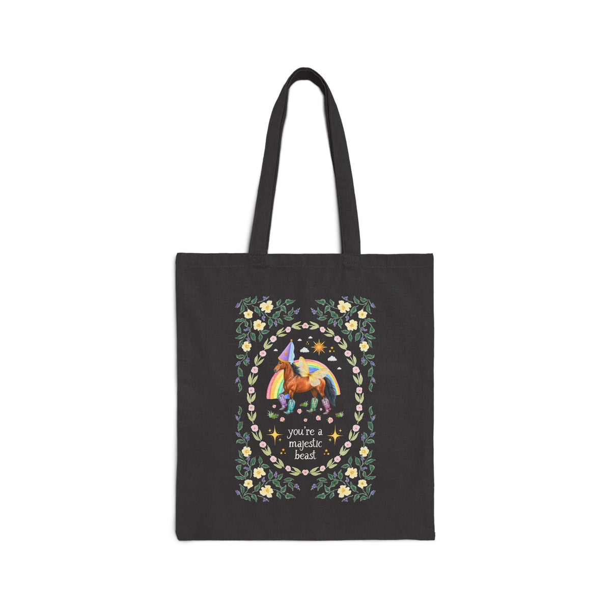 You're a Majestic Beast Animal Lover Tote Bag with Horse: Colorful Maximalist Sarcastic Tote Bag with Funny Saying, Cutecore Dreamcore Gift - Opal and June