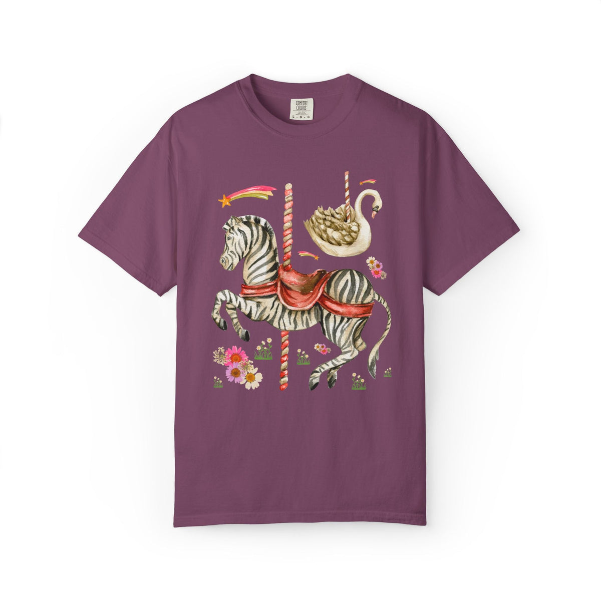 Zebra and Swan Nostalgic Carousal T-Shirt - Opal and June