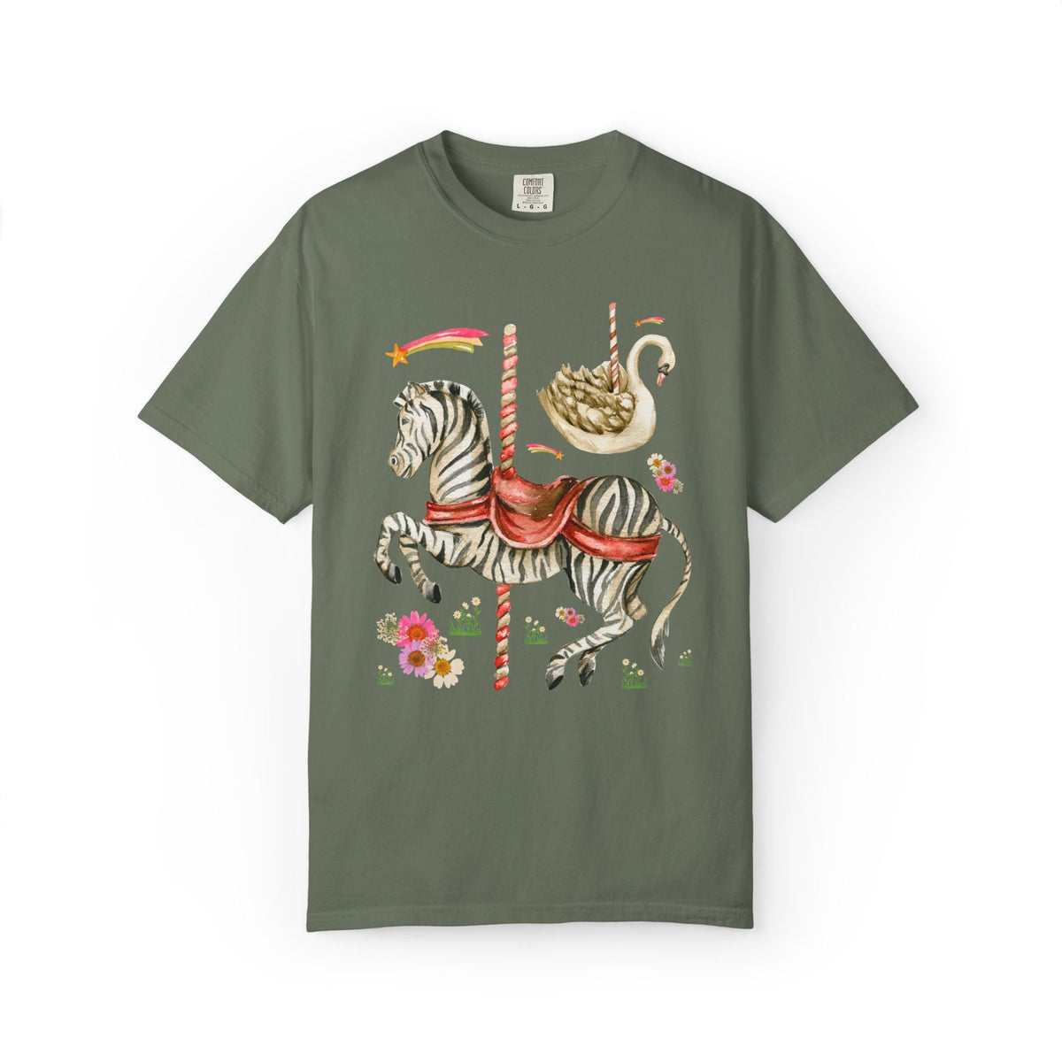 Zebra and Swan Nostalgic Carousal T-Shirt - Opal and June