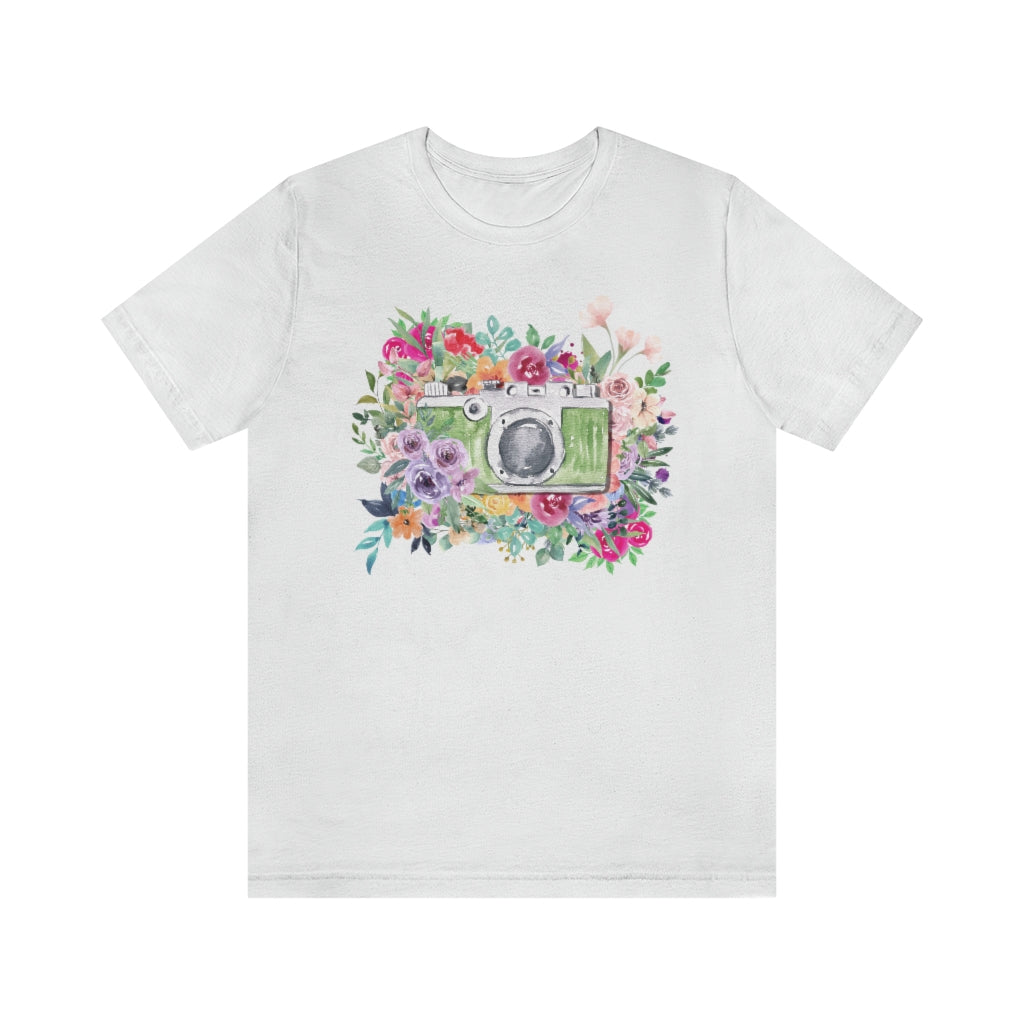 Camera Tee Shirt with Flowers